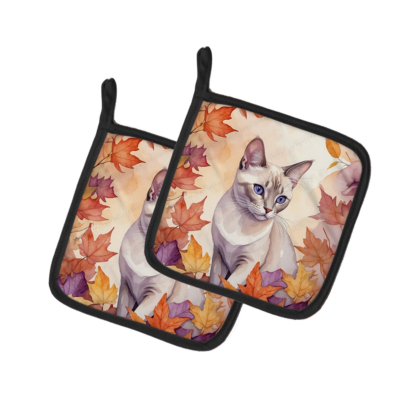 Edge Collections - Multicolor - Autumn Cats Decorative Oven Pot Holders Pair - 2 Piece